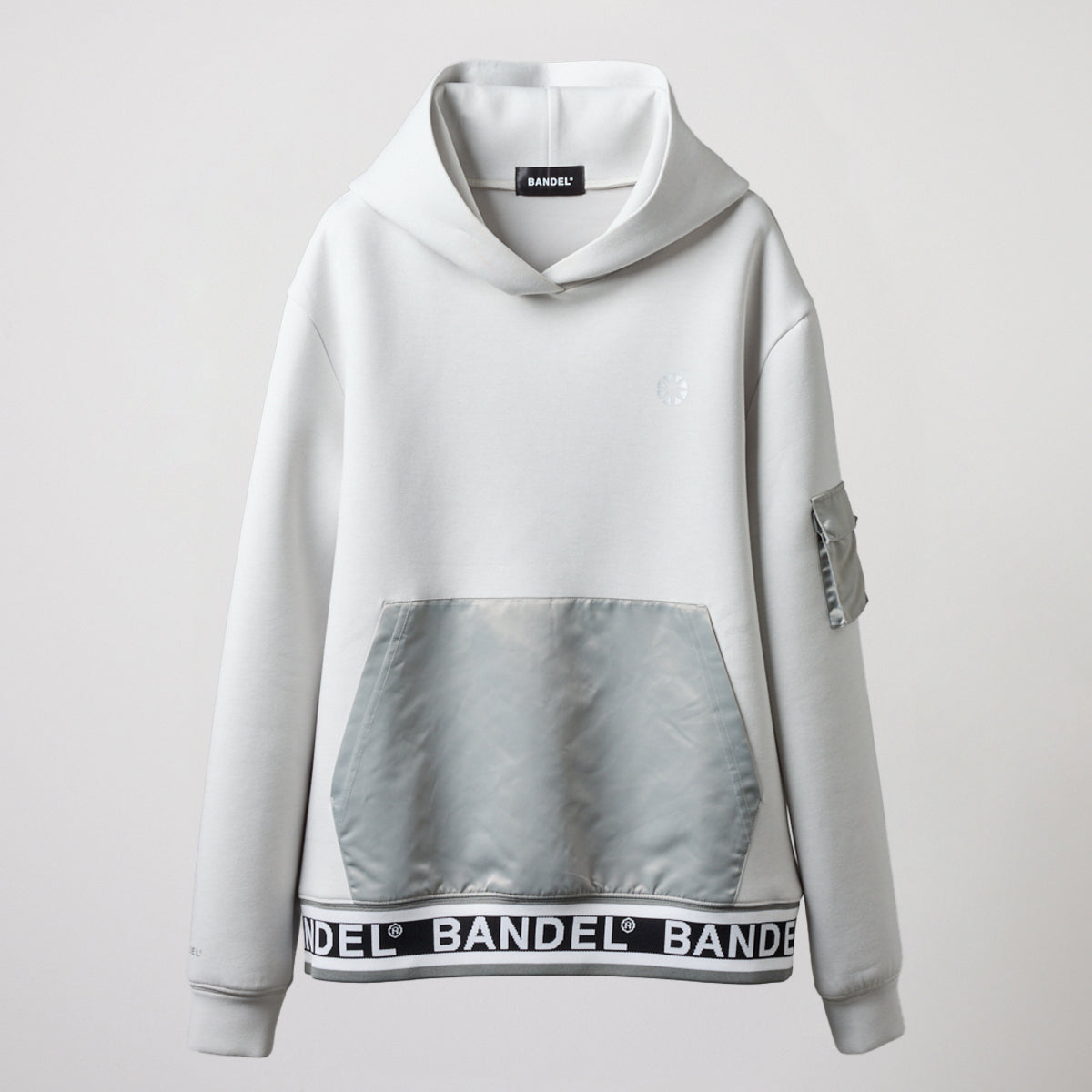 WOMENS NYLON POCKET P/O HOODIE BGS-W4ANPHD 軽量 ダンボール素材 異素材MIX / L-GREY