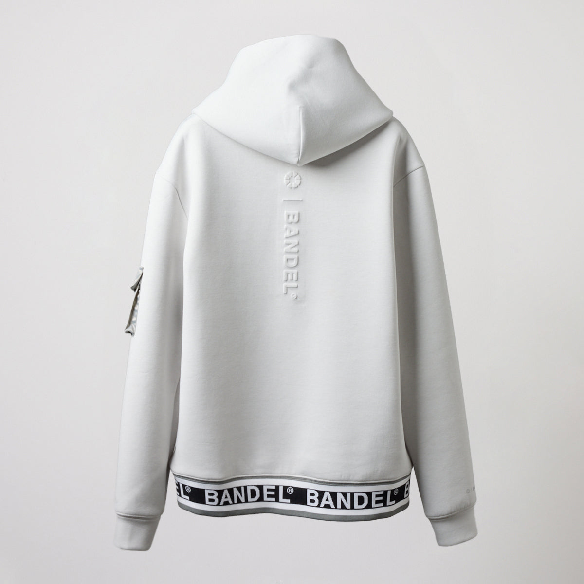 WOMENS NYLON POCKET P/O HOODIE BGS-W4ANPHD 軽量 ダンボール素材 異素材MIX / L-GREY