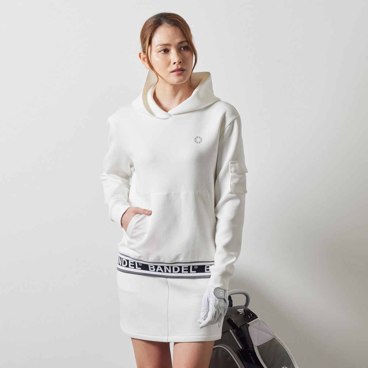 WOMENS NYLON POCKET P/O HOODIE BGS-W4ANPHD 軽量 ダンボール素材 異素材MIX / WHITE