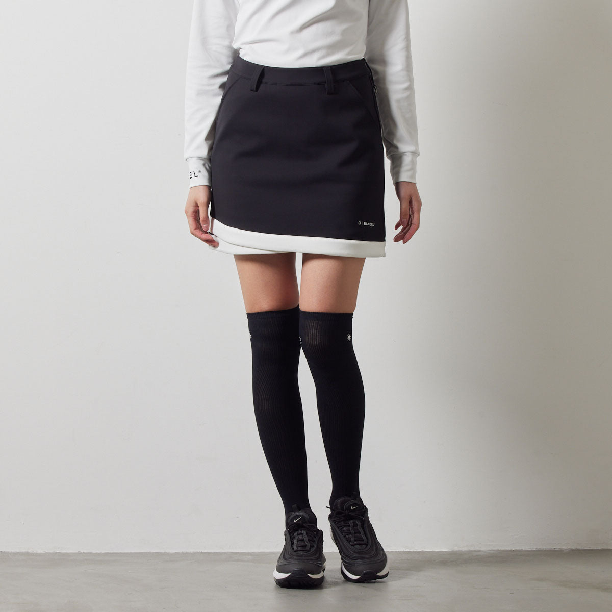 PIPING HEM SKIRT BGS-W4APHSK スカート 高ストレッチ 軽量 スタイルアップ / BLACK×WHITE