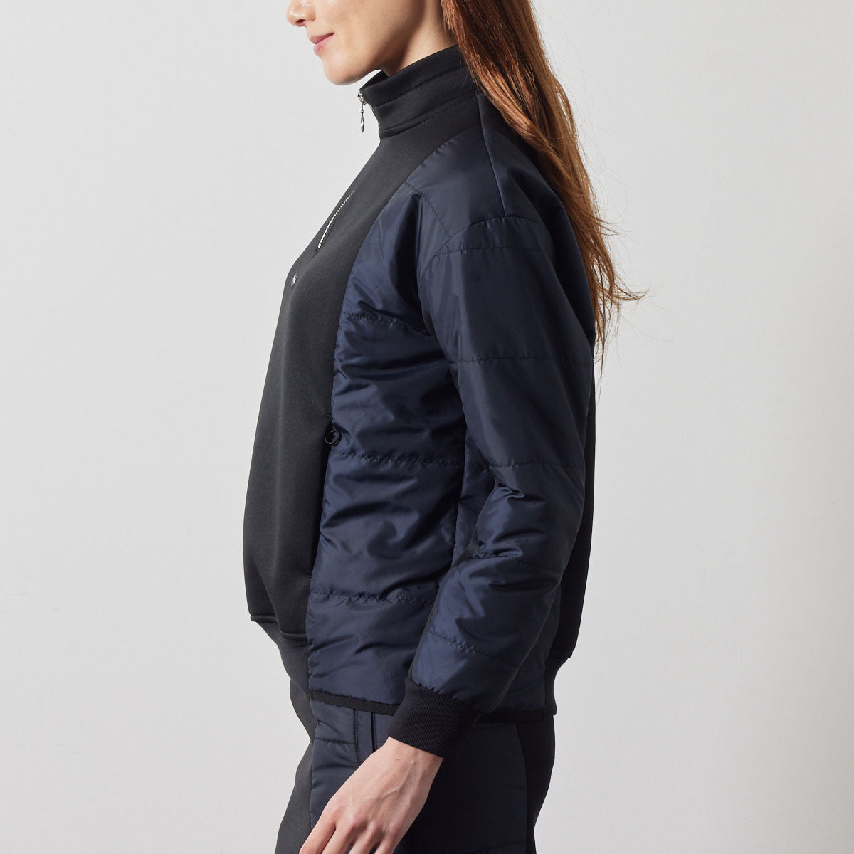 WOMENS PUFFER SLEEVE HALF ZIP BLOUSON BGS-W4APSHB ブルゾン 保温 軽量 中綿 / BLACK