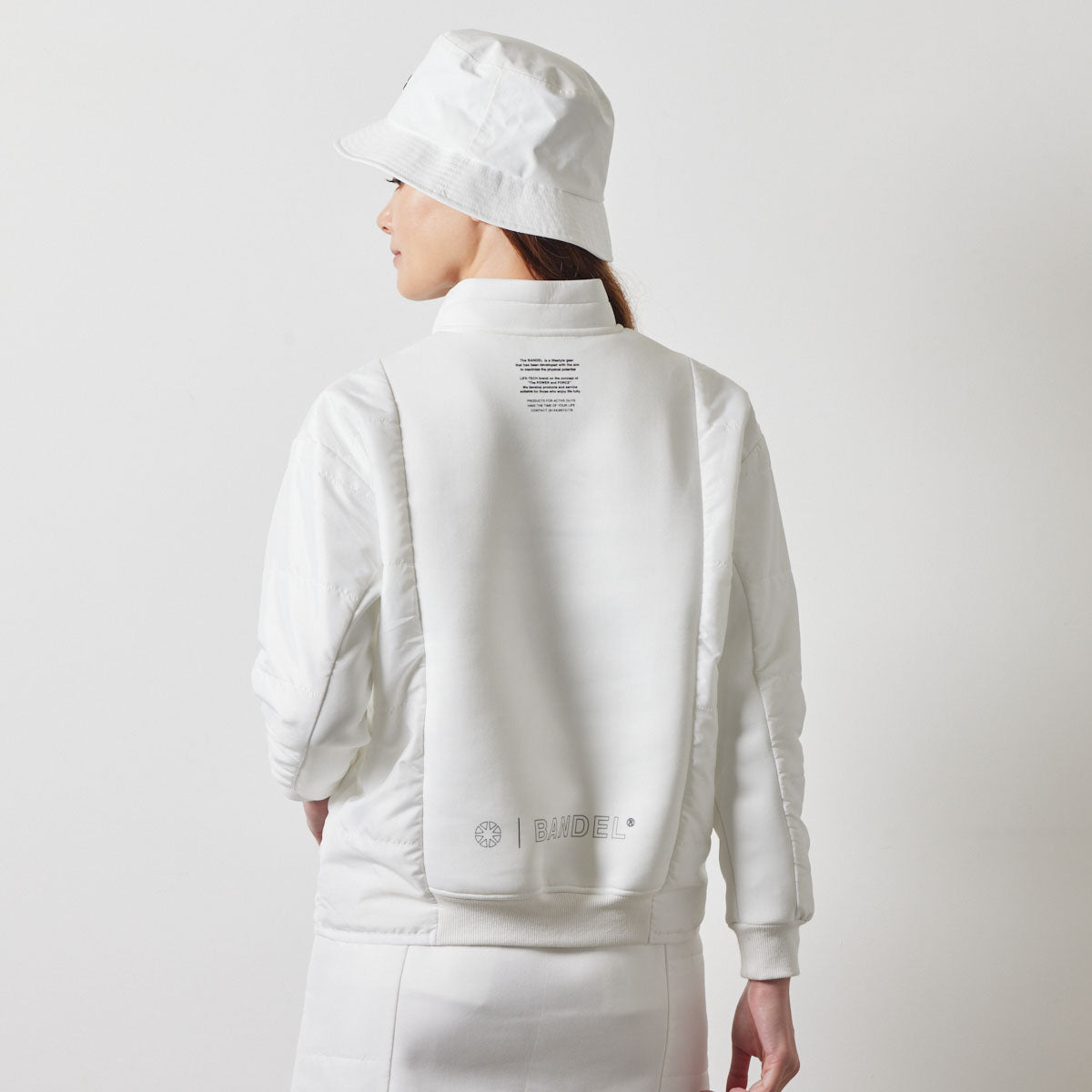 WOMENS PUFFER SLEEVE HALF ZIP BLOUSON BGS-W4APSHB ブルゾン 保温 軽量 中綿 / WHITE