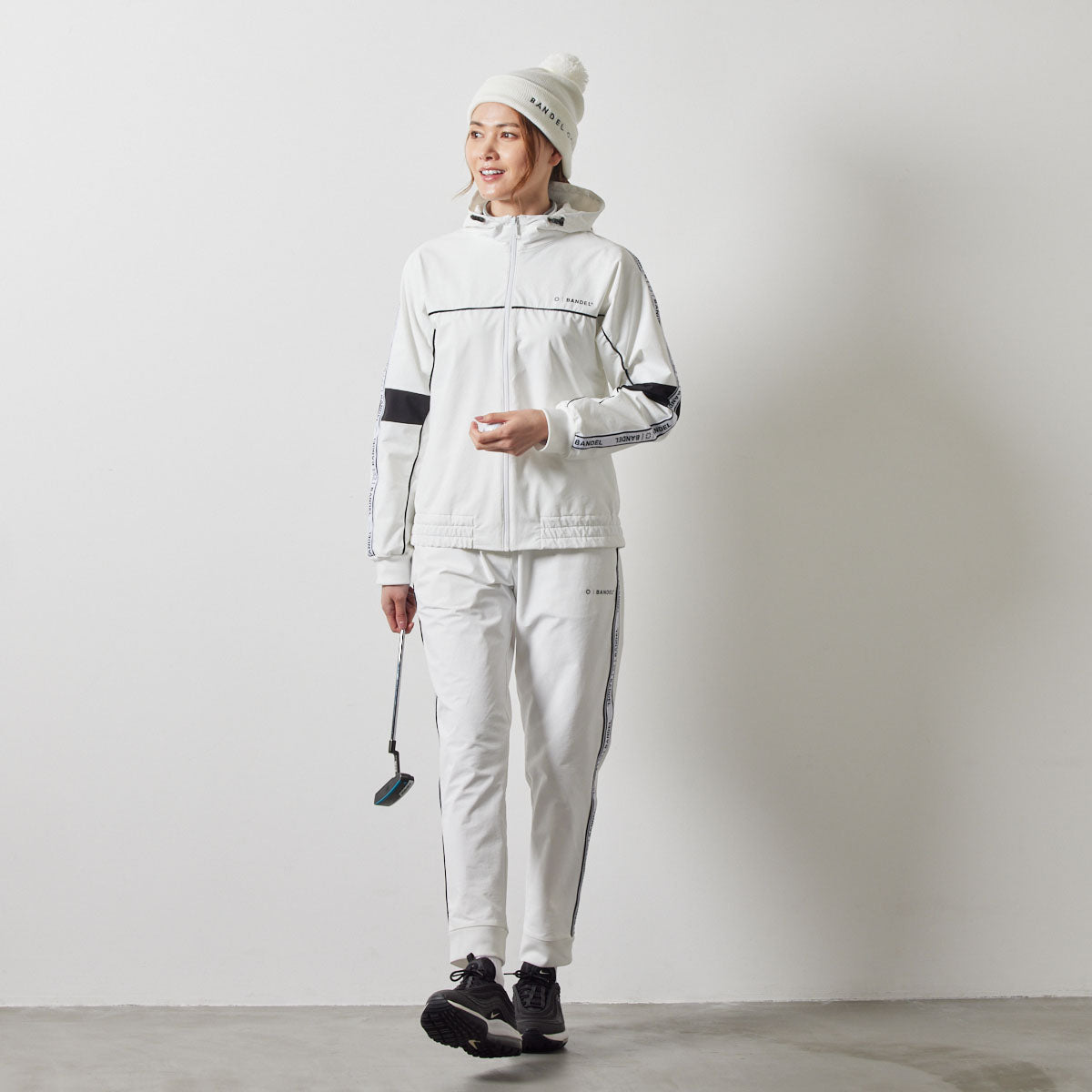 WOMENS WATER REPELLENT PIPING LONGPANTS BGS-W4AWPLP 高耐久 4WAYストレッチ 撥水 起毛 ウォッシャブル セットアップ / WHITE