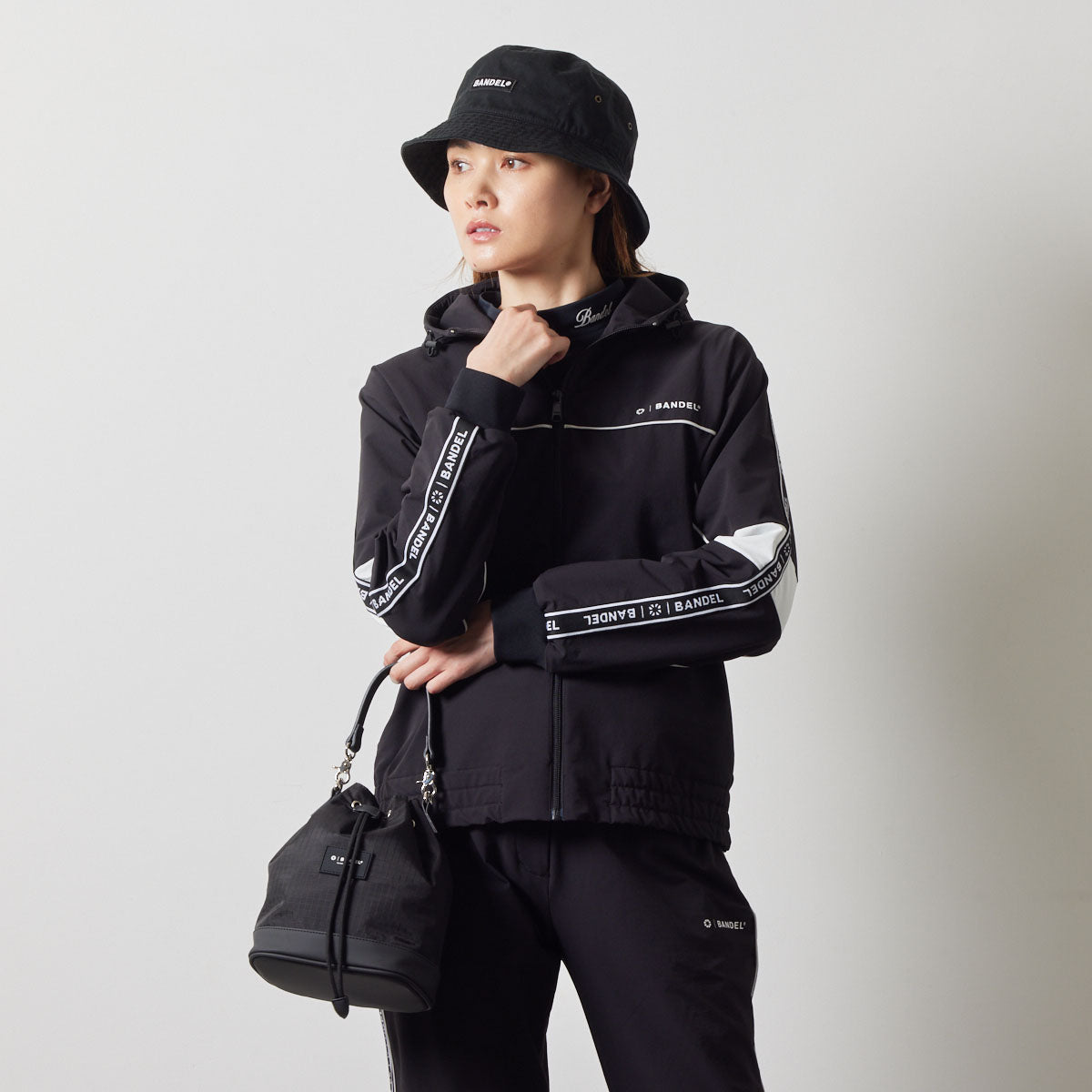 WOMENS WATER REPELLENT PIPING ZIP PARKA BGS-W4AWPZP 高耐久 4WAYストレッチ 撥水 起毛 イージーケア セットアップ / BLACK