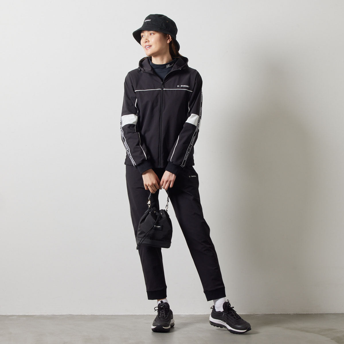 WOMENS WATER REPELLENT PIPING ZIP PARKA BGS-W4AWPZP 高耐久 4WAYストレッチ 撥水 起毛 イージーケア セットアップ / BLACK