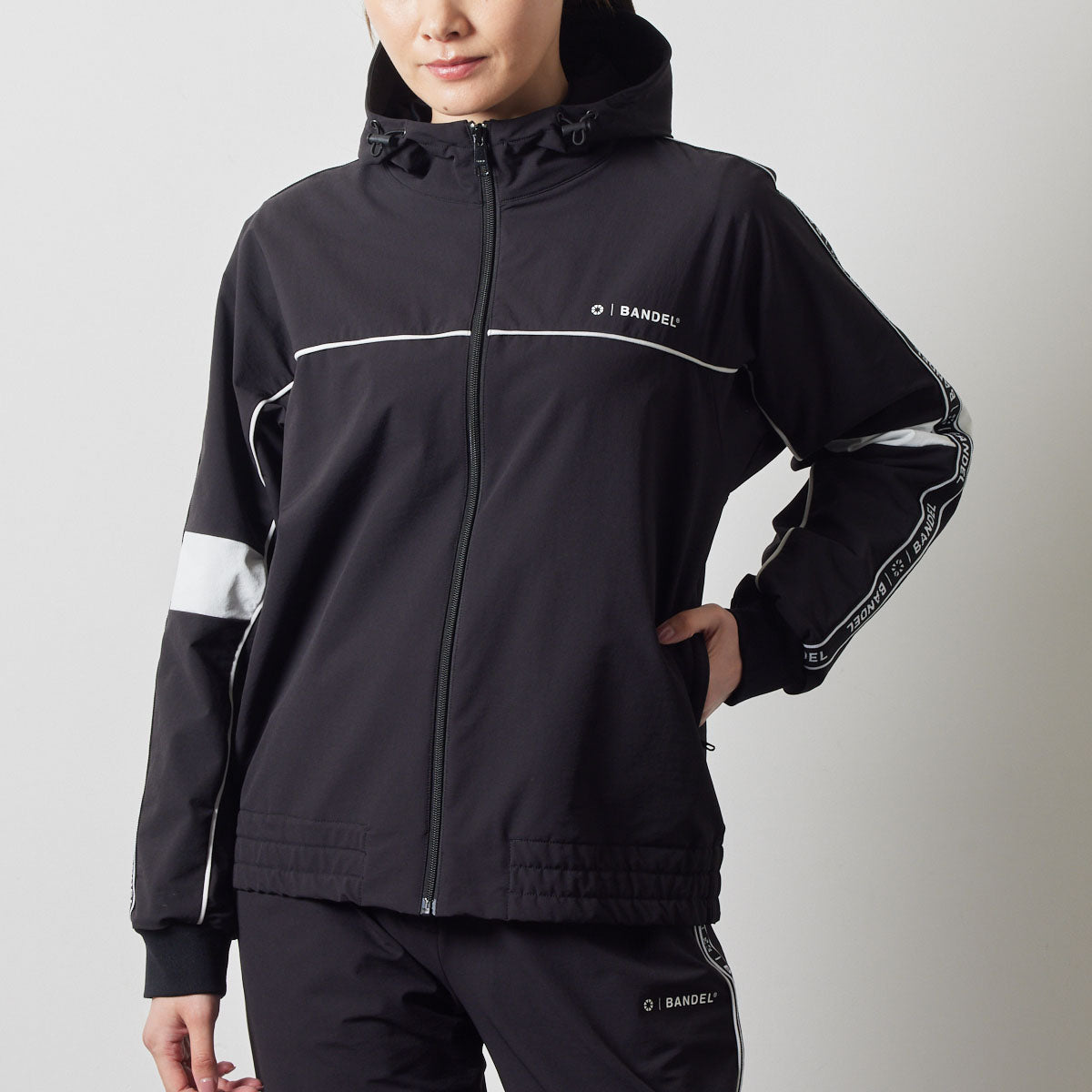 WOMENS WATER REPELLENT PIPING ZIP PARKA BGS-W4AWPZP 高耐久 4WAYストレッチ 撥水 起毛 イージーケア セットアップ / BLACK