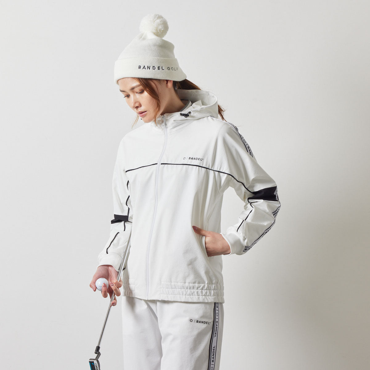 WOMENS WATER REPELLENT PIPING ZIP PARKA BGS-W4AWPZP 高耐久 4WAYストレッチ 撥水 起毛 イージーケア セットアップ / WHITE