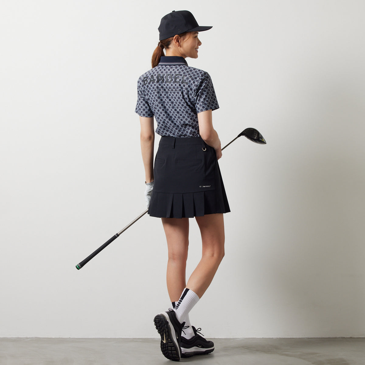 BANDEL GOLF バンデルゴルフ ポロシャツ WOMENS ALLOVER S/S POLO SHIRTS BGS-W4SAOPL BLACKxGRAY ブラック グレー