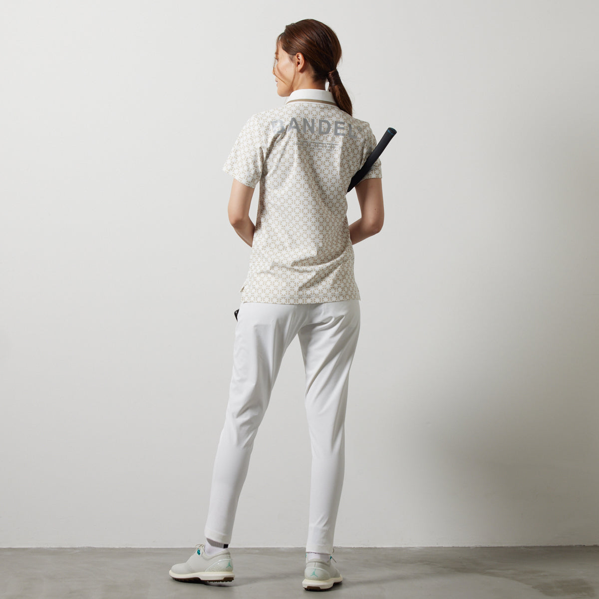 BANDEL GOLF バンデルゴルフ ポロシャツ WOMENS ALLOVER S/S POLO SHIRTS BGS-W4SAOPL WHITExBEIGE ホワイト ベージュ