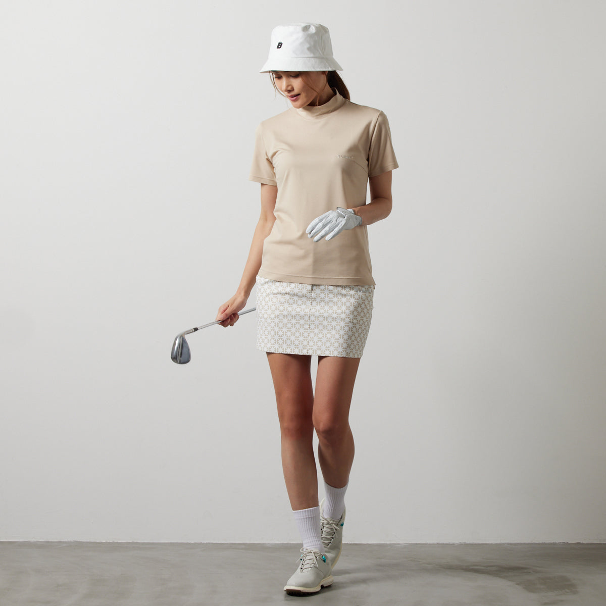 BANDEL GOLF バンデルゴルフ スカート WOMENS ALLOVER STRECH SKIRT BGS-W4SAOSK WHITExBEIGE ホワイト ベージュ