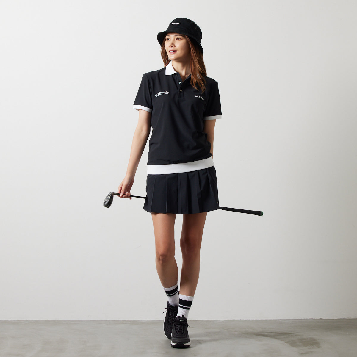 BANDEL GOLF バンデルゴルフ ポロシャツ WOMENS BICOLOR RIB S/S POLO SHIRTS BGS-W4SLFPL BLACKxWHITE ブラック ホワイト