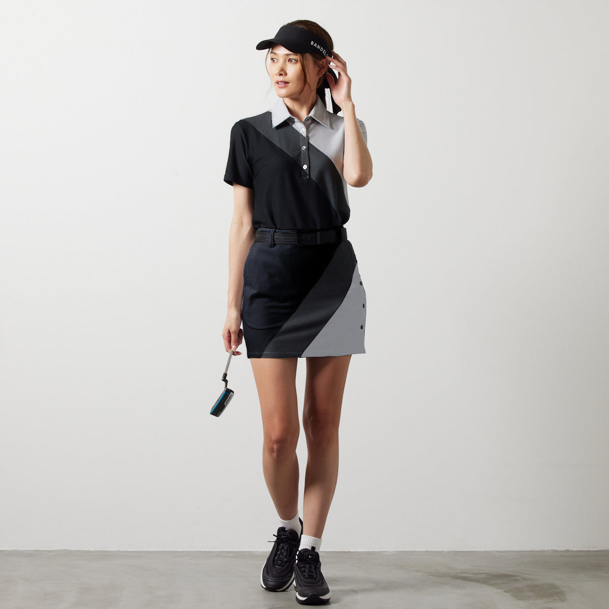 WOMENS STRIPES SWITCH S/S POLO SHIRTS BGS-W4SSTPL ポロシャツ / GRAYxCHARCOALxBLACK