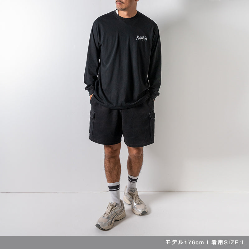 BANDEL × muta MARINE バンデル ムータ | 【2024AW 限定コラボ】 ロンT 長袖 Tシャツ メンズ ブラック 大きいサイズ  コットン100% ルーズ BANDEL×muta Limited 24AW L/S Tee / BLACK