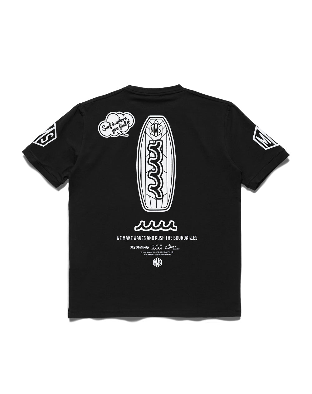 muta MARINE ムータマリン My Melody × muta MARINE SURFING ストレッチTシャツ MMMP-434770 ブラック