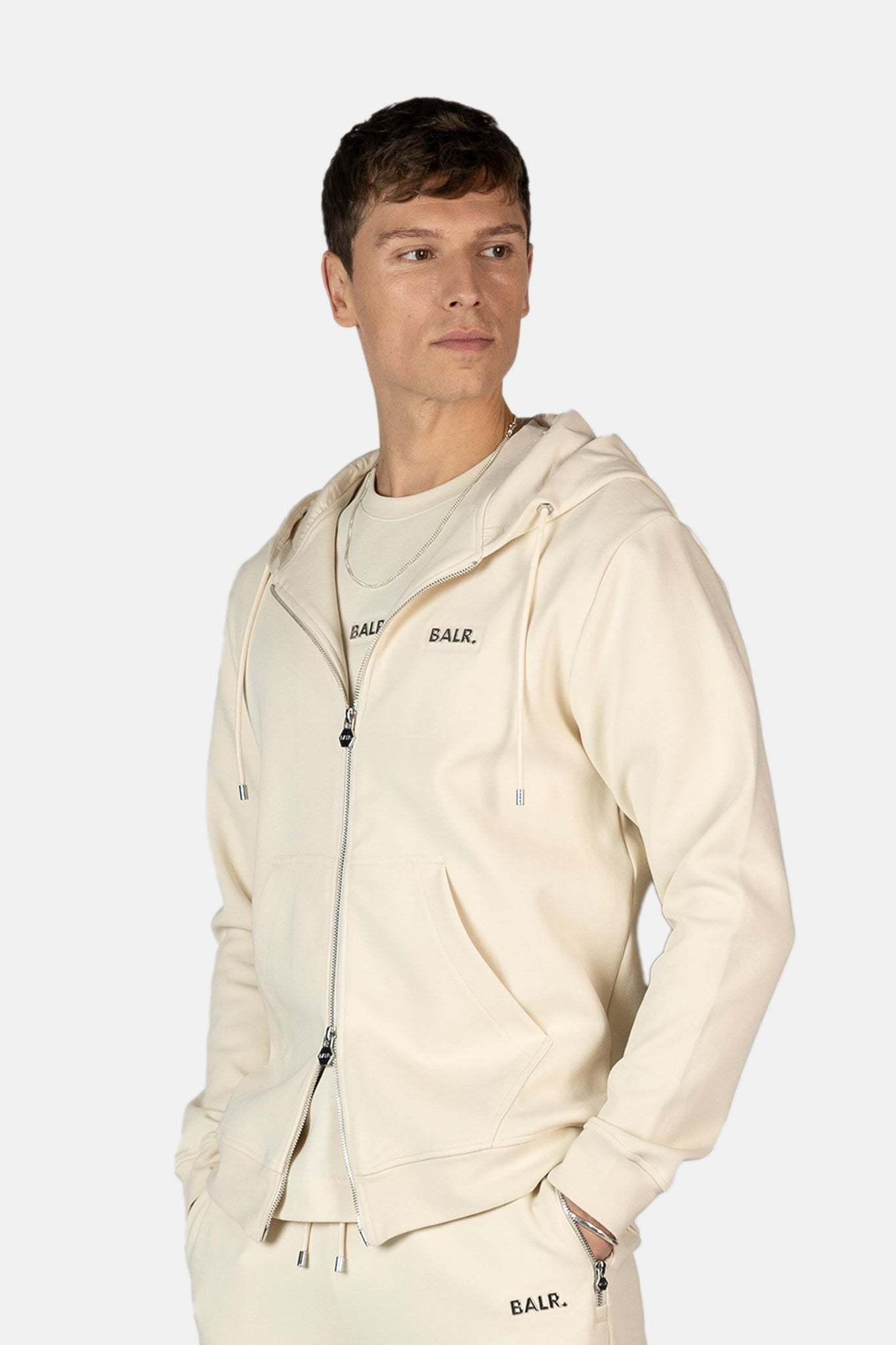 Q-Series Regular Fit Zip Through Hoodie B1269.1001 フーディー ダブルジップ / White Swan