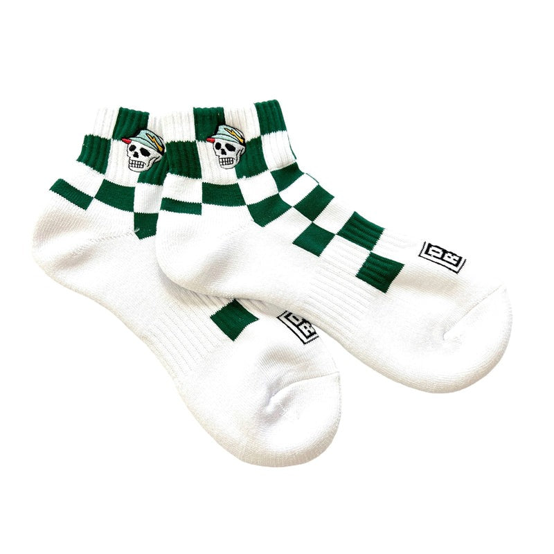 MENS FLAG CHECK SHORT SOCKS 763472800 ソックス / WHITExGREEN