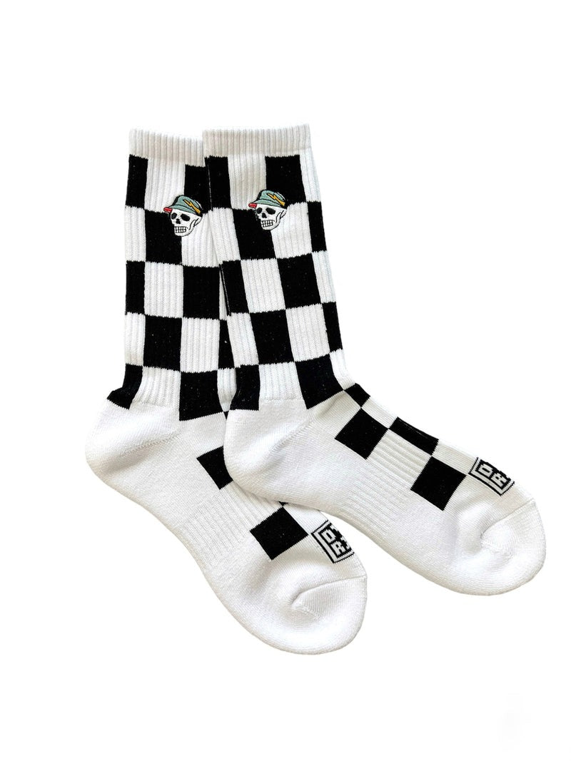 MENS FLAG CHECK REGULAR SOCKS 763472801 ソックス / WHITExBLACK