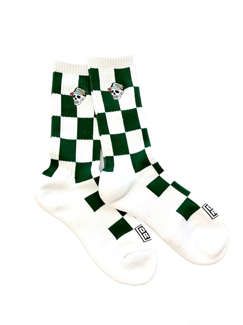 MENS FLAG CHECK REGULAR SOCKS 763472801 ソックス / WHITExGREEN