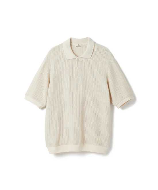 SEAGREEN CROCHET LIKE RUSSEL KNIT POLO  かぎ針風ラッセルニットポロシャツ