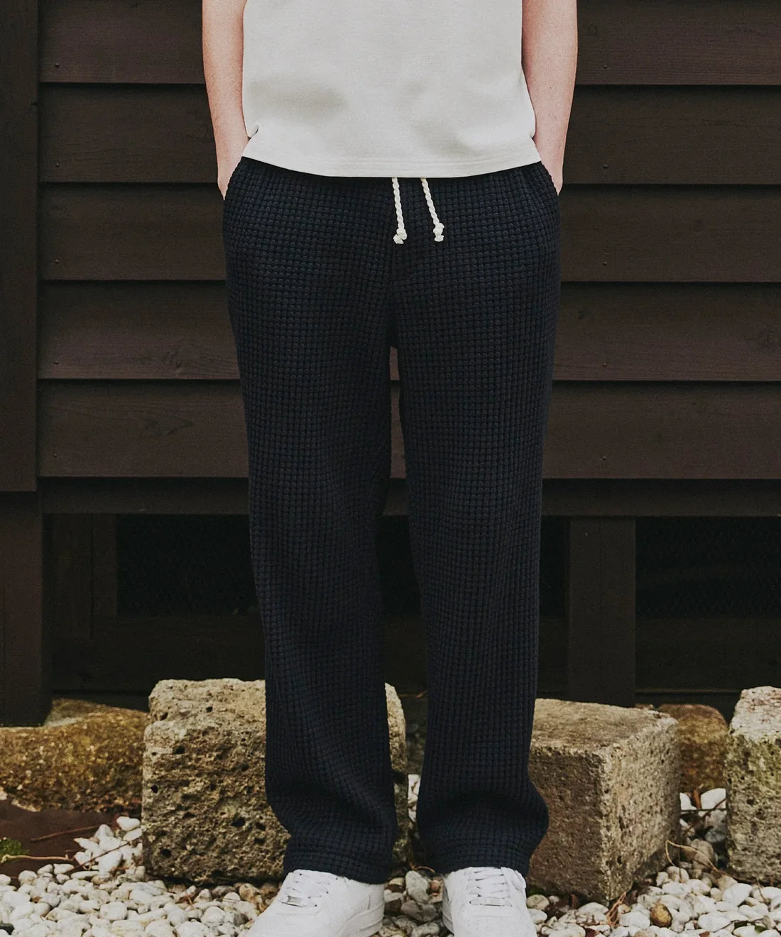 SEA GREEN ONI WAFFLE STRAIGHT PANTS