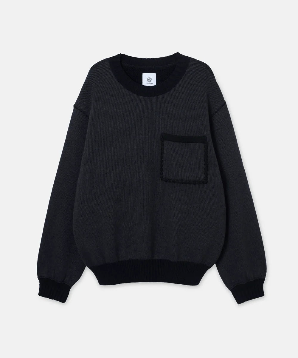 SEA GREEN FRENCH TERRY KNIT PULLOVER