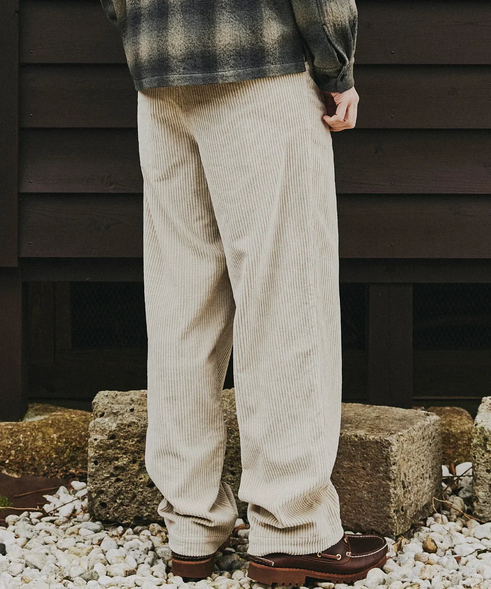 SEA GREEN WIDE WALE CORDUROY LOOSE PANTS