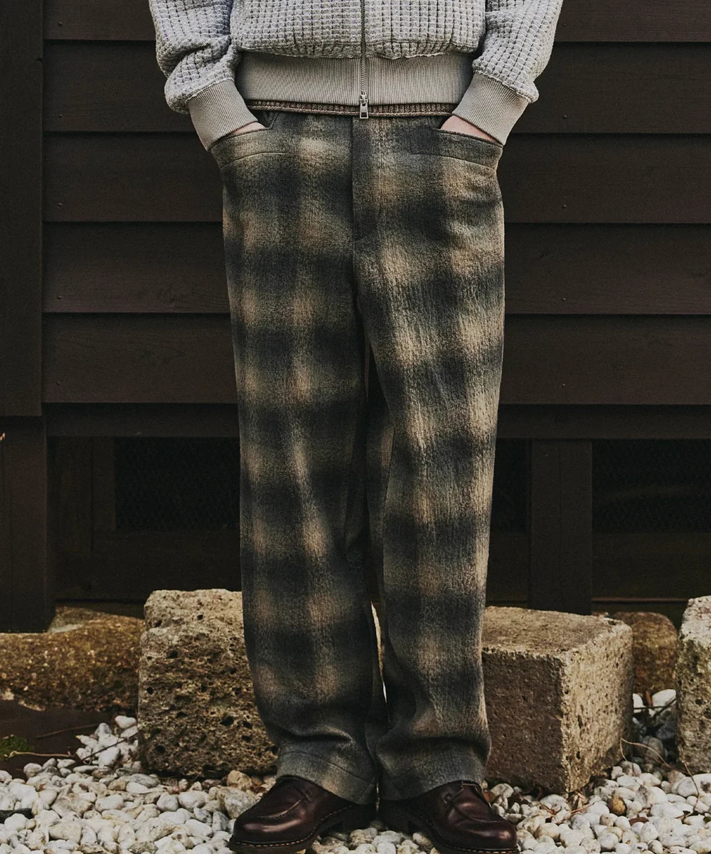 SEA GREEN BOILED WOOL COTTON PANTS