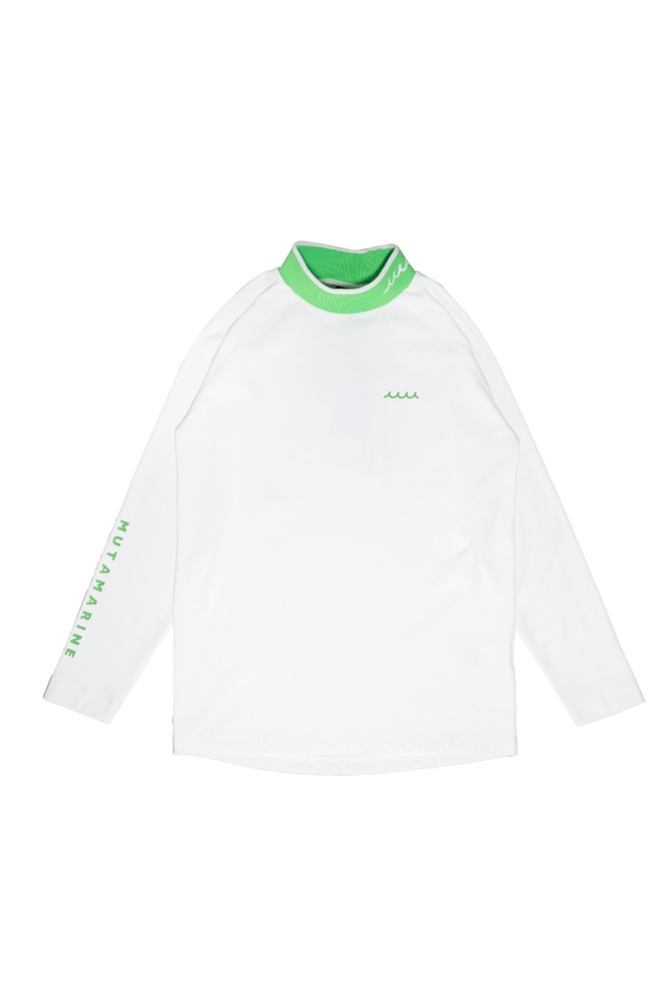 ナイロンジャージ モックネック プルオーバー MGSG-240152 ストレッチ 裏起毛  / WHITE×GREEN