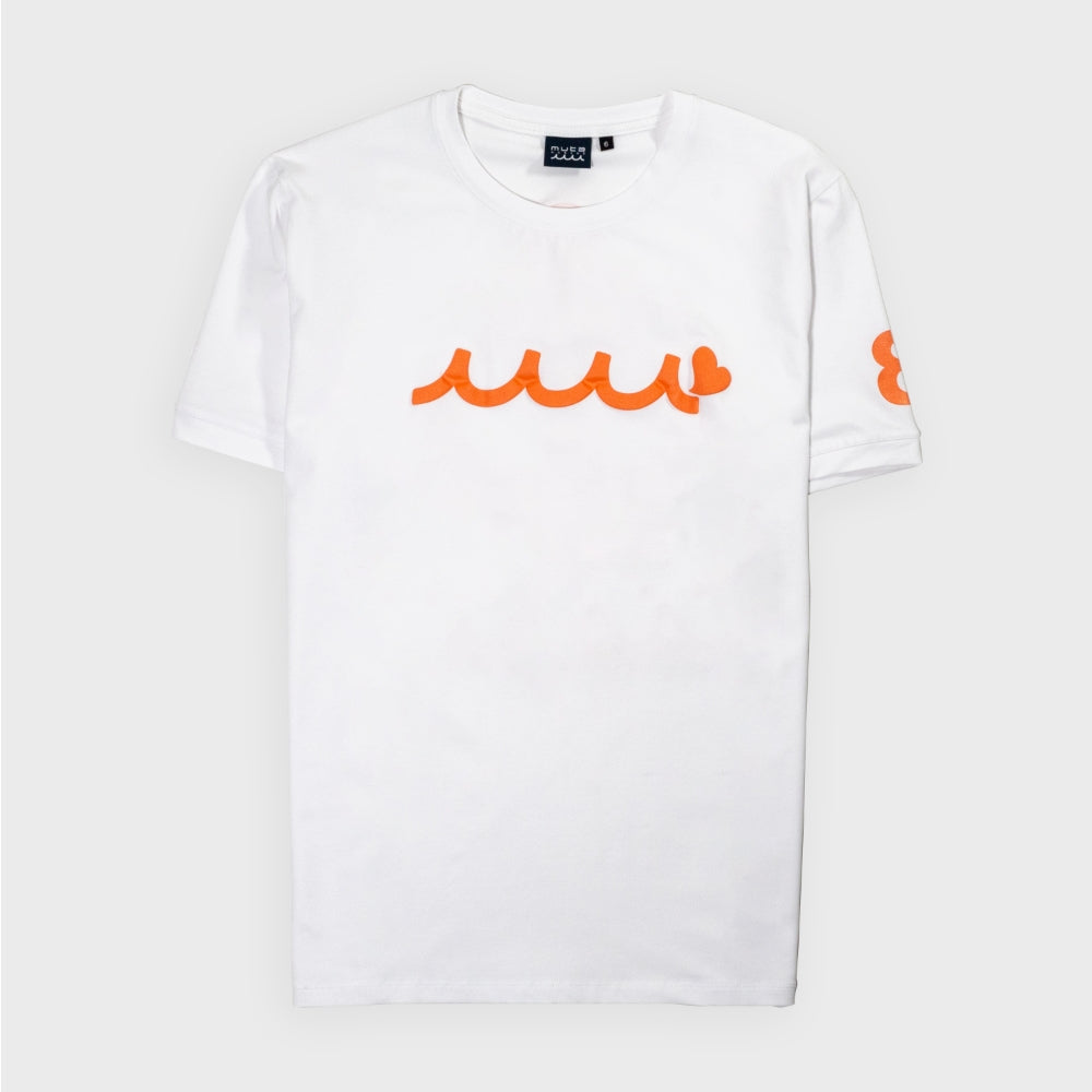 EARLY WAVE NEON Tシャツ スリムフィット MMAX-434463 ストレッチ / WHITE×ORANGE