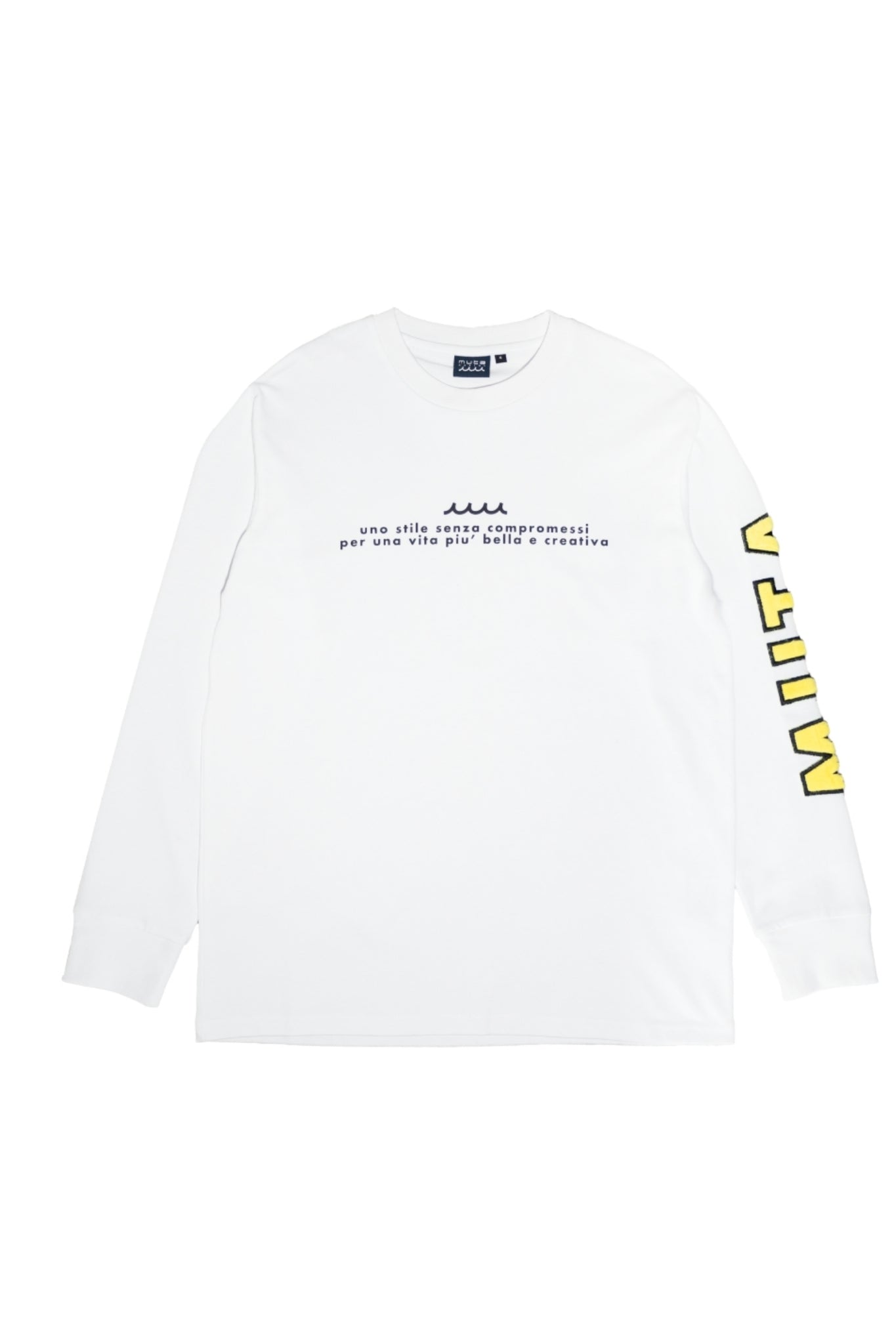 ファーワッペン ロングスリーブTシャツ MMSG-240159 コットンジャージー ゆったりシルエット ユニセックス / WHITE