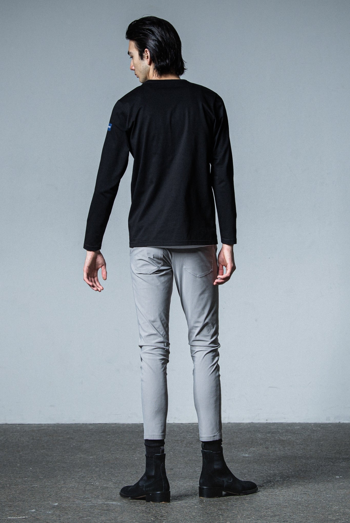 CHRIS EASY PANTS BASIC-ST-016 TIGHT TAPERD ロングパンツ 機能素材 / NYLON GREY