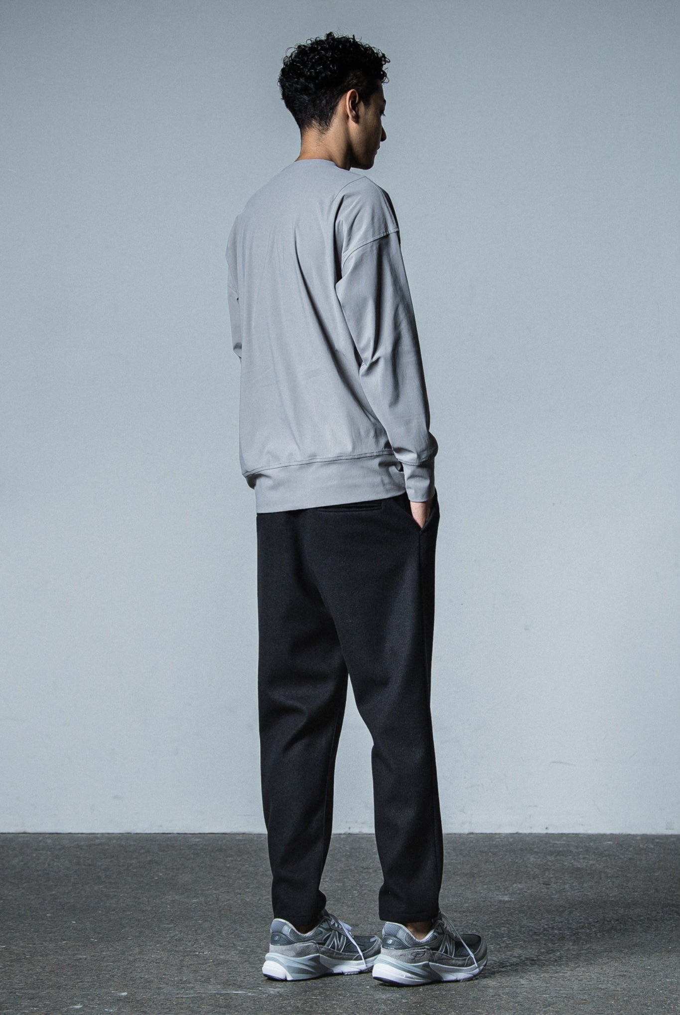 NYLON long sleeve LOOSE FIT RC33-C-001 ロンT トレーナー 360°ストレッチ 速乾  セットアップ / GREY