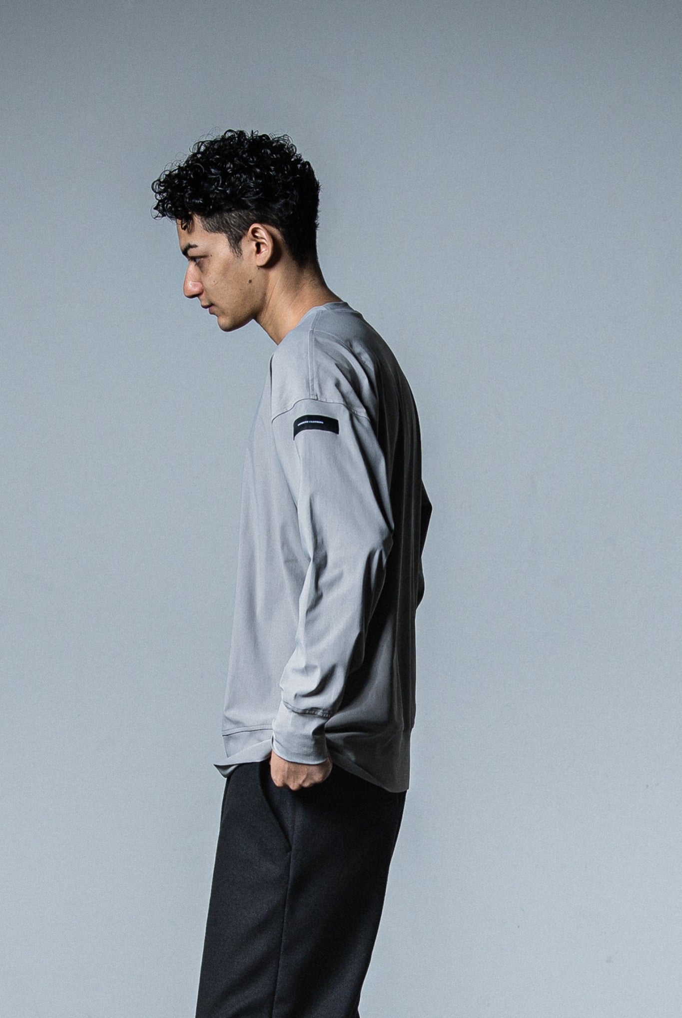 NYLON long sleeve LOOSE FIT RC33-C-001 ロンT トレーナー 360°ストレッチ 速乾  セットアップ / GREY