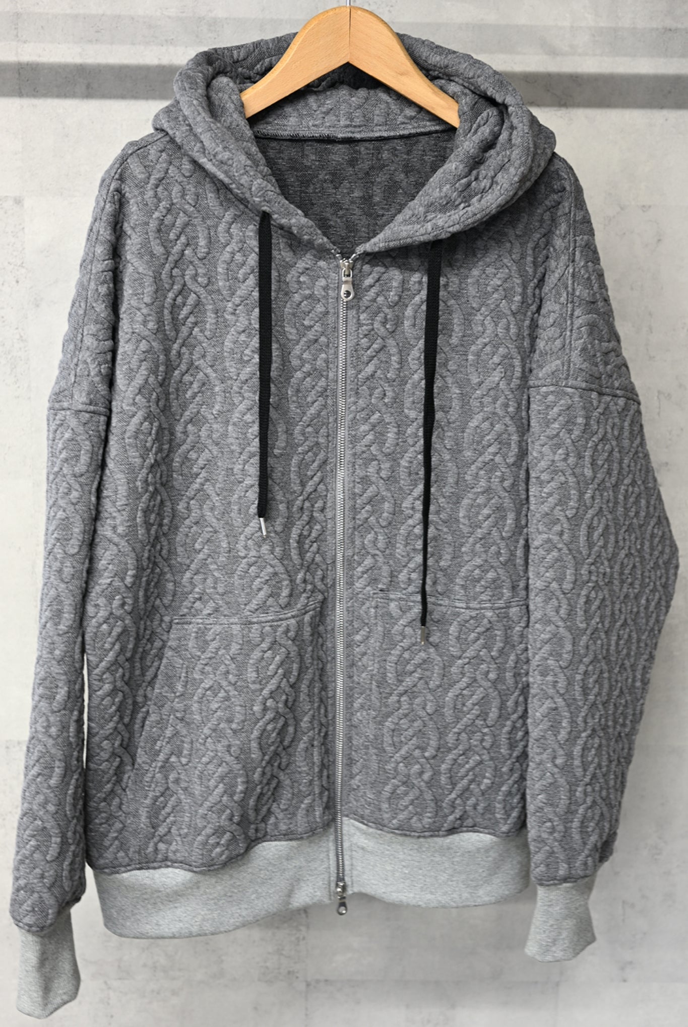 cable drop zip hoodie OVER SIZE RC33-C-004 フーディー / GREY