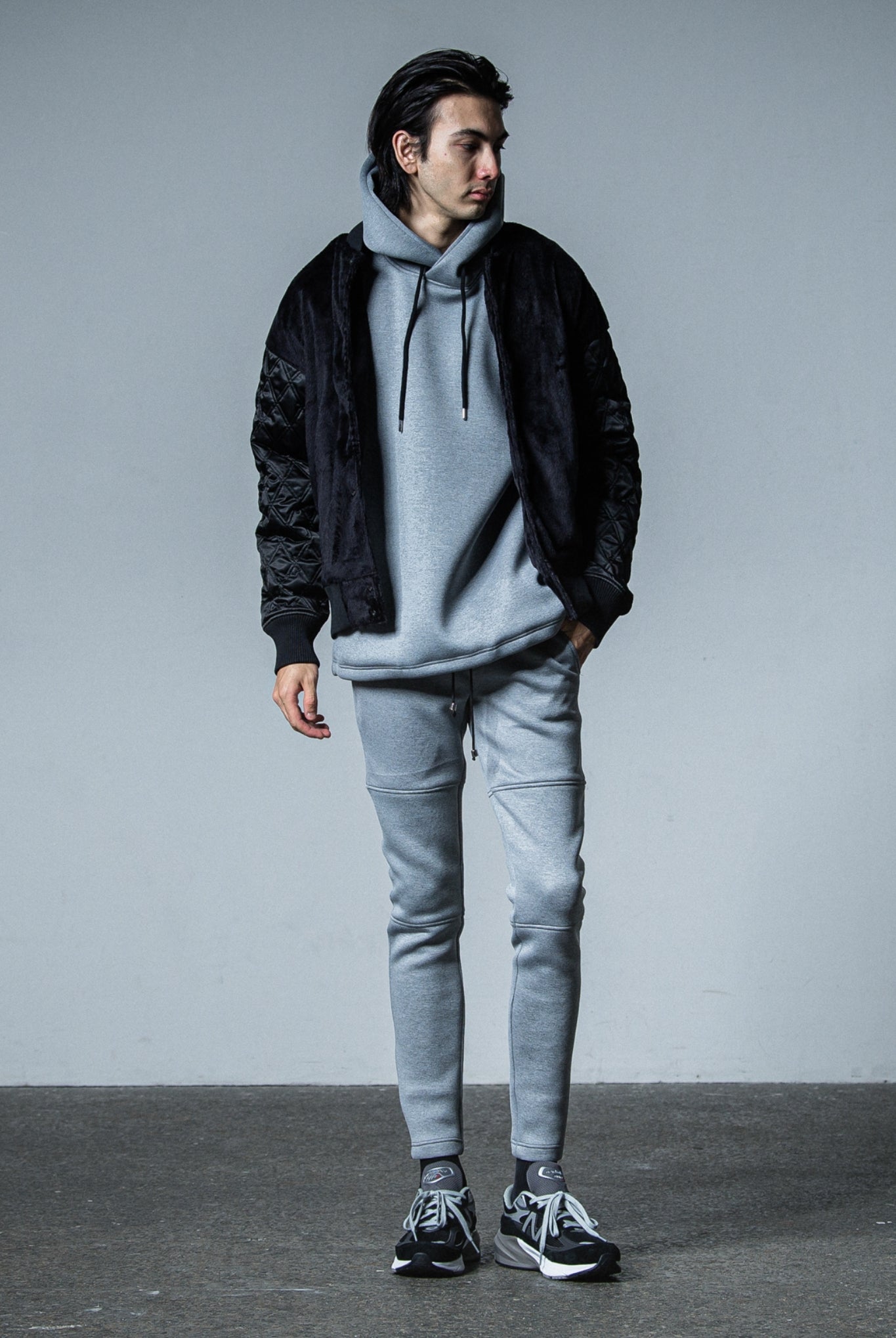 cardboard hoodie LOOSE FIT RC33-C-006 機能素材 フーディー / GREY