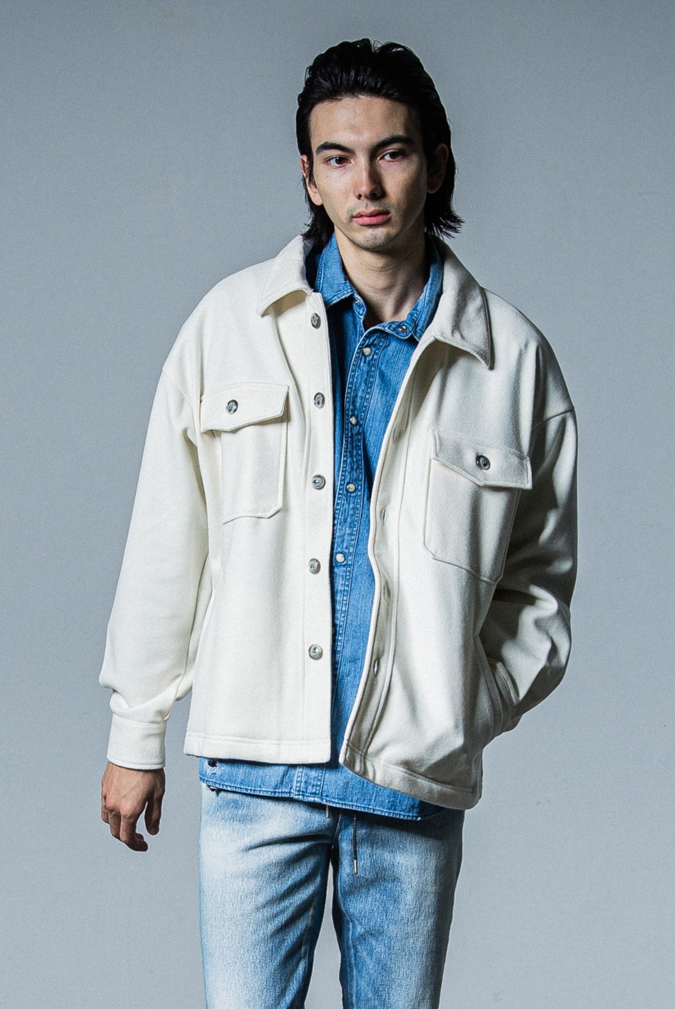 MELTON OVER CPO RC33-JK-005 LOOSE FIT ジャケット ジャージ  / OFF WHITE