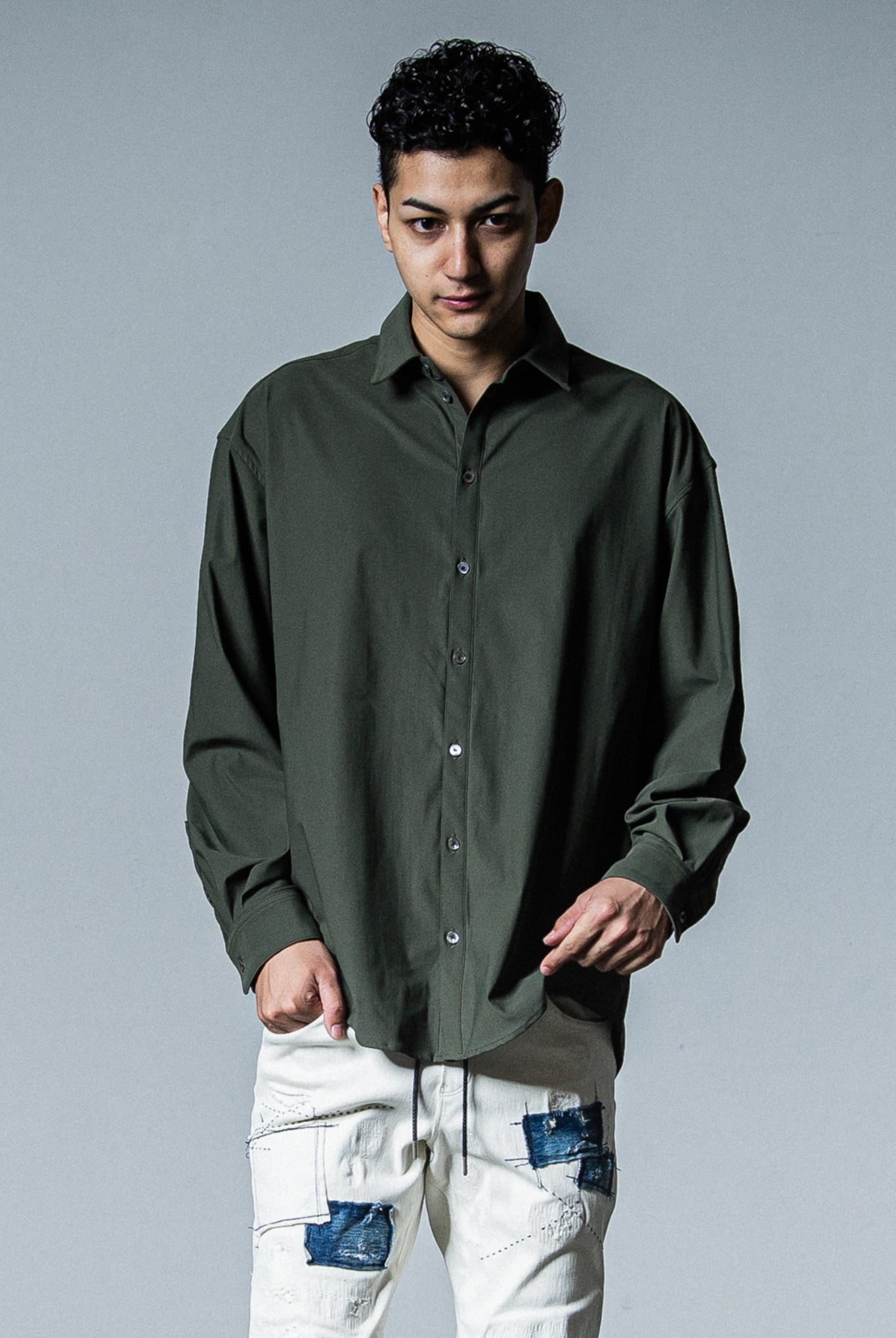 NYLON jack shirts RC33-SH-001 シャツ ストレッチ 速乾 / KHAKI