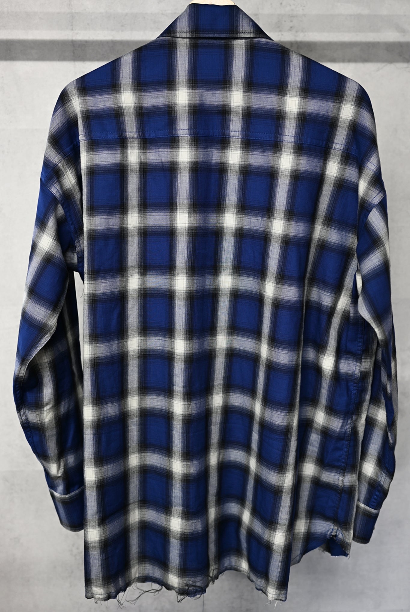 OVER gown CHECK shirts RC33-SH-003 オーバーサイズ シャツ サイドポケット ファスナー / BLUE