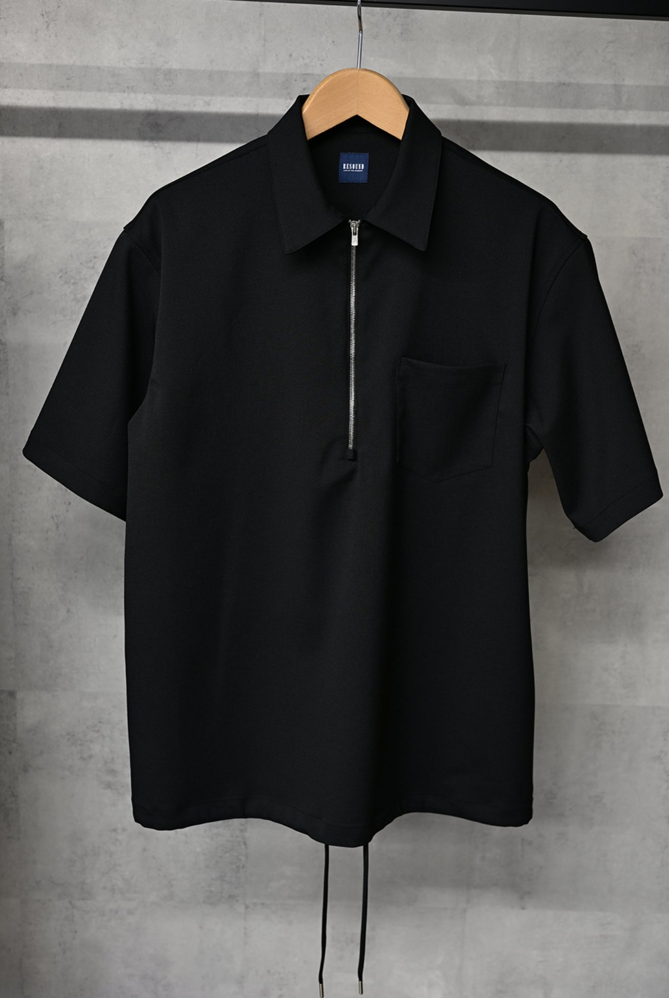 PULLOVER HALF shirt OVER SIZE シャツ / BLACK