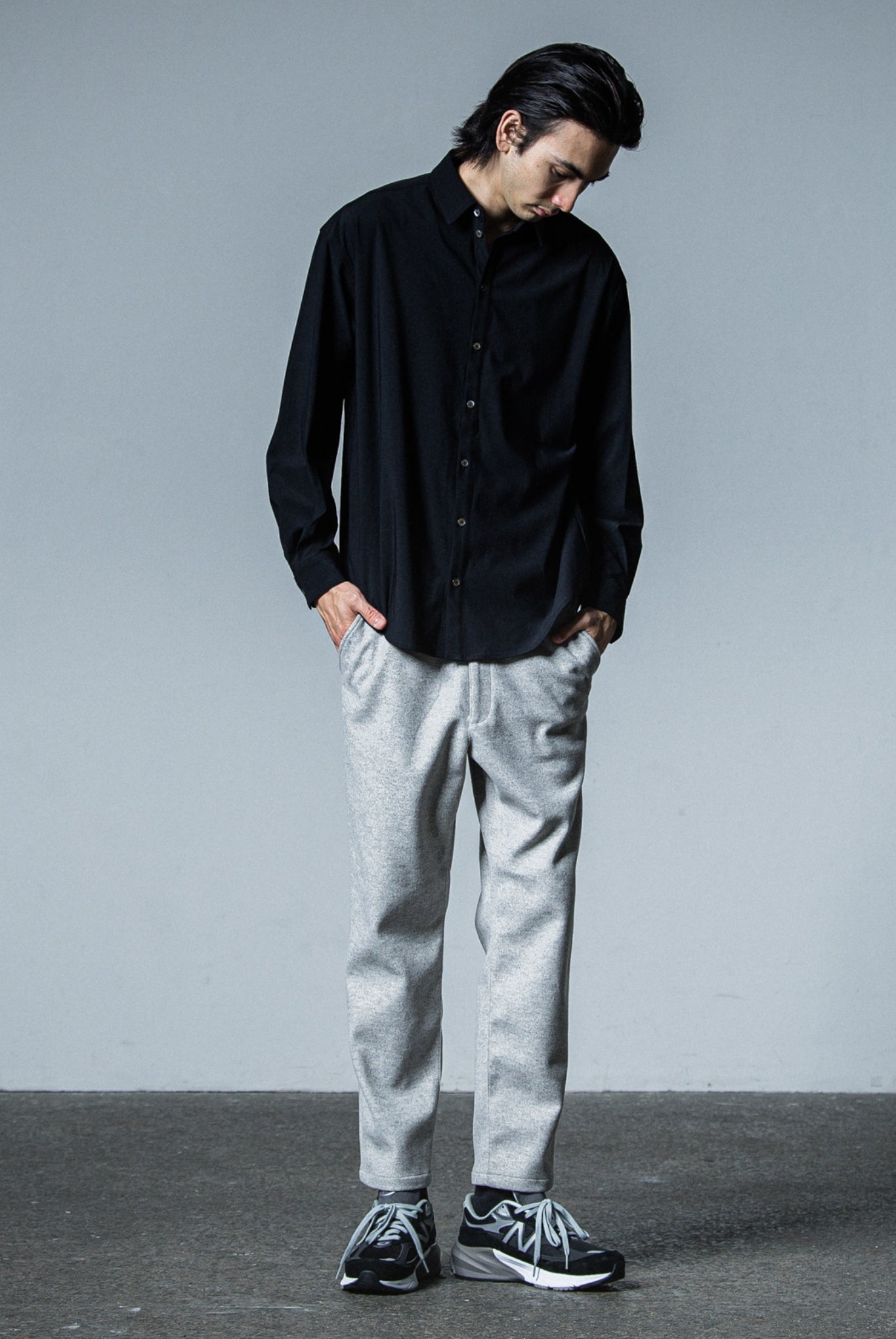 PAT WIDE EASY PANTS (MELTON) RC33-ST-036BN WIDE TAPERD ロングパンツ ワイド イージースラックス 保温 速乾 ストレッチ / GREY