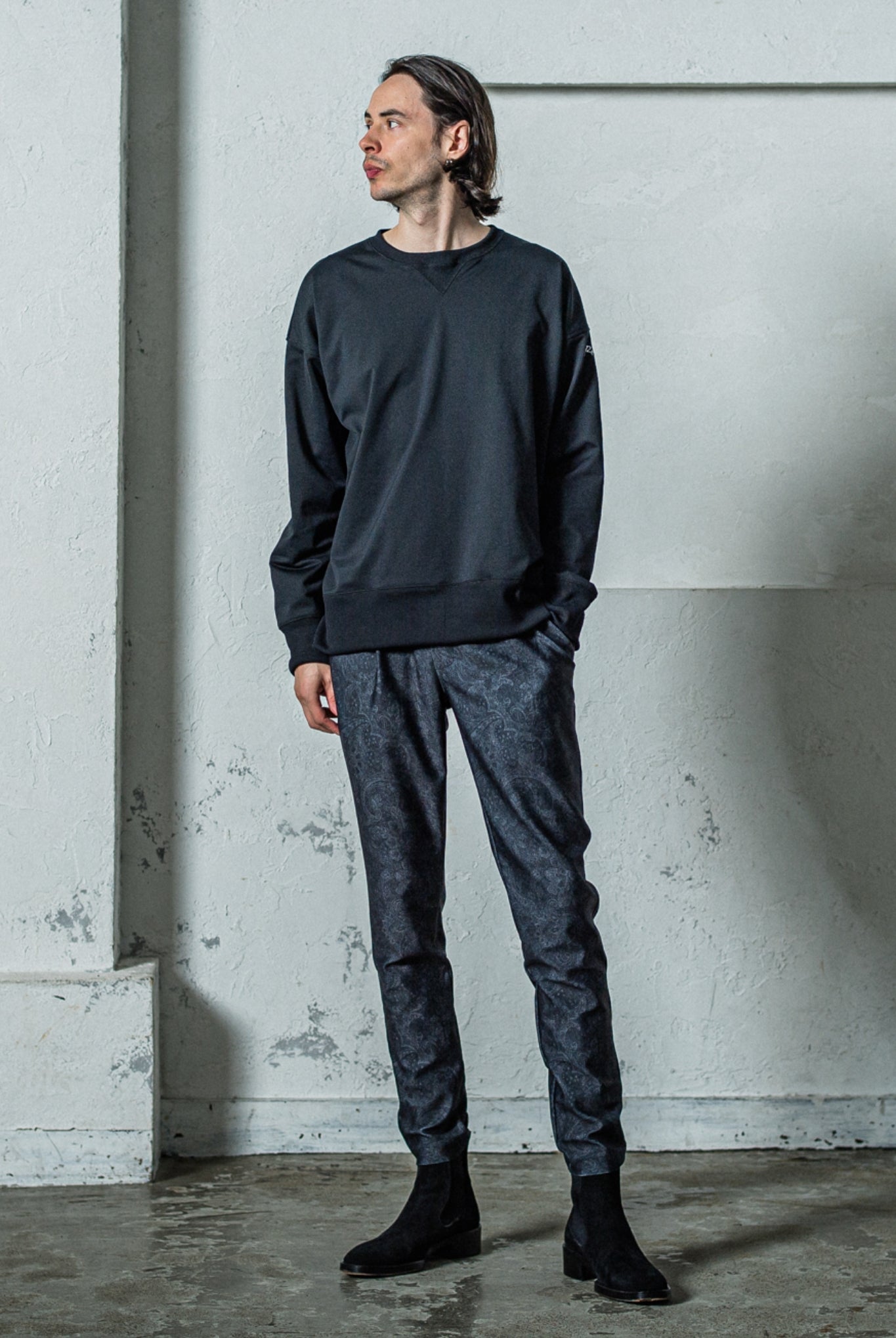 EX sweat drop trainer RC35-C-002 ルーズトレーナー ルーズシルエット 吸水速乾 UVカット ストレッチ 裏毛 / BLACK [全4色]