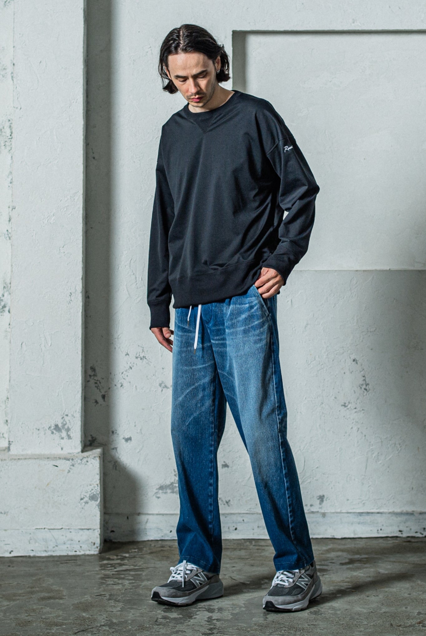 EX sweat drop trainer RC35-C-002 ルーズトレーナー ルーズシルエット 吸水速乾 UVカット ストレッチ 裏毛 / BLACK [全4色]