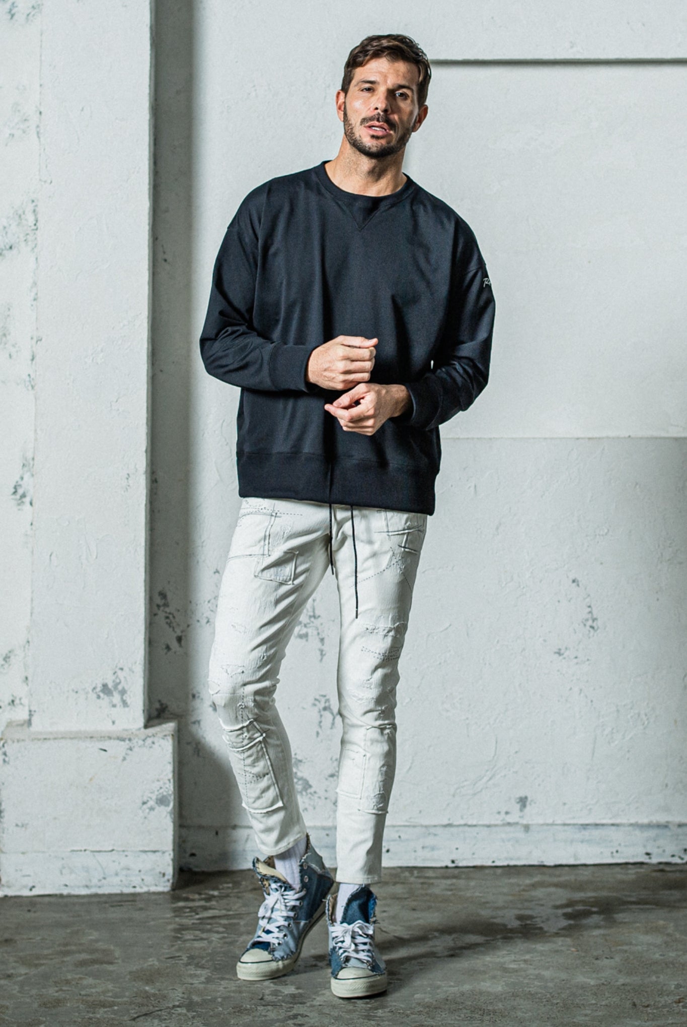 EX sweat drop trainer RC35-C-002 ルーズトレーナー ルーズシルエット 吸水速乾 UVカット ストレッチ 裏毛 / BLACK [全4色]