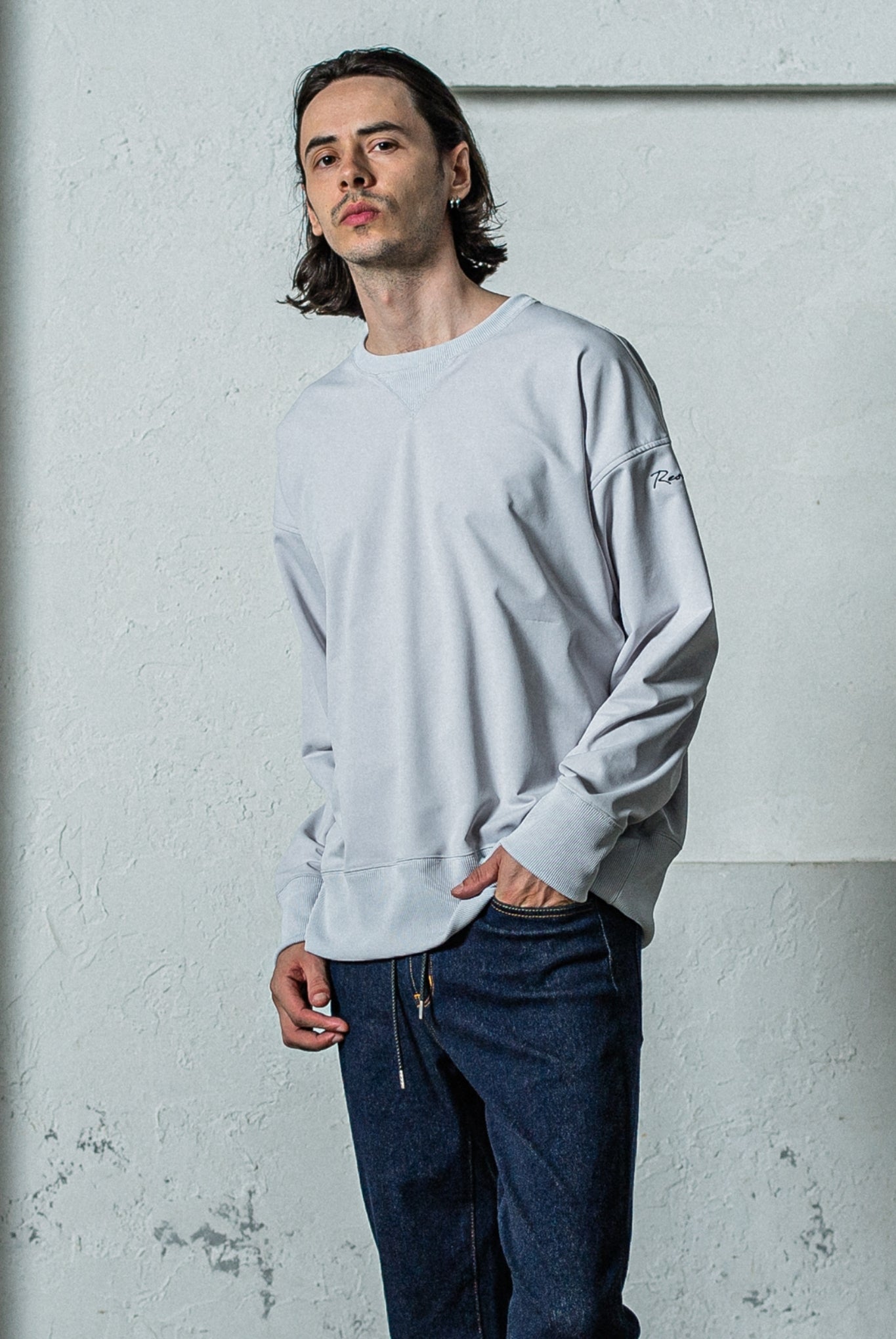 EX sweat drop trainer RC35-C-002 ルーズトレーナー ルーズシルエット 吸水速乾 UVカット ストレッチ 裏毛 / GREY [全4色]
