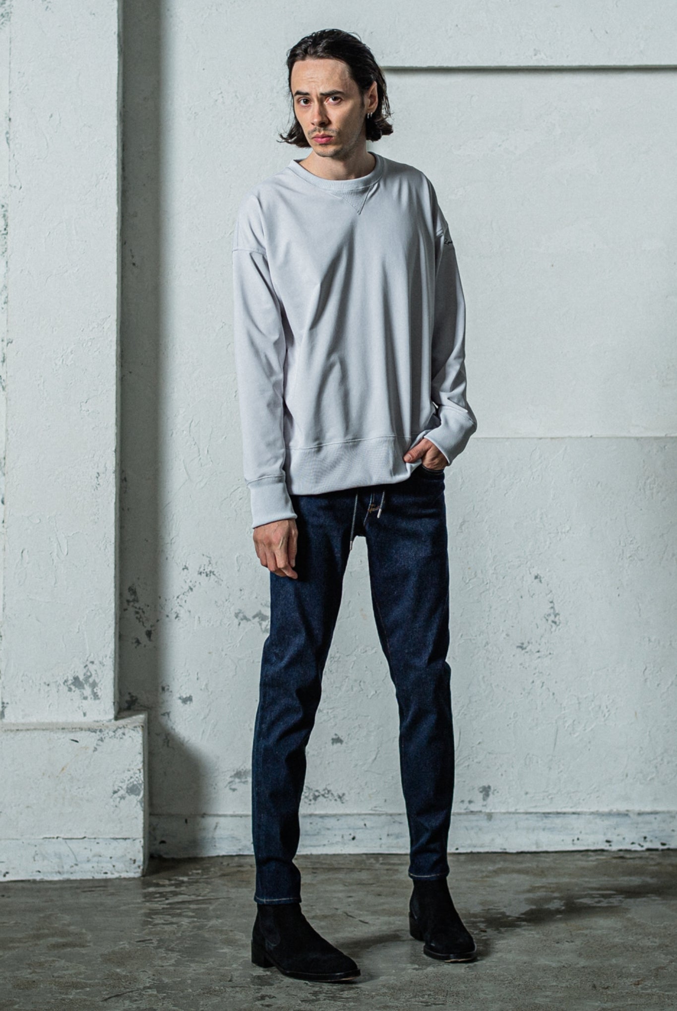 EX sweat drop trainer RC35-C-002 ルーズトレーナー ルーズシルエット 吸水速乾 UVカット ストレッチ 裏毛 / GREY [全4色]