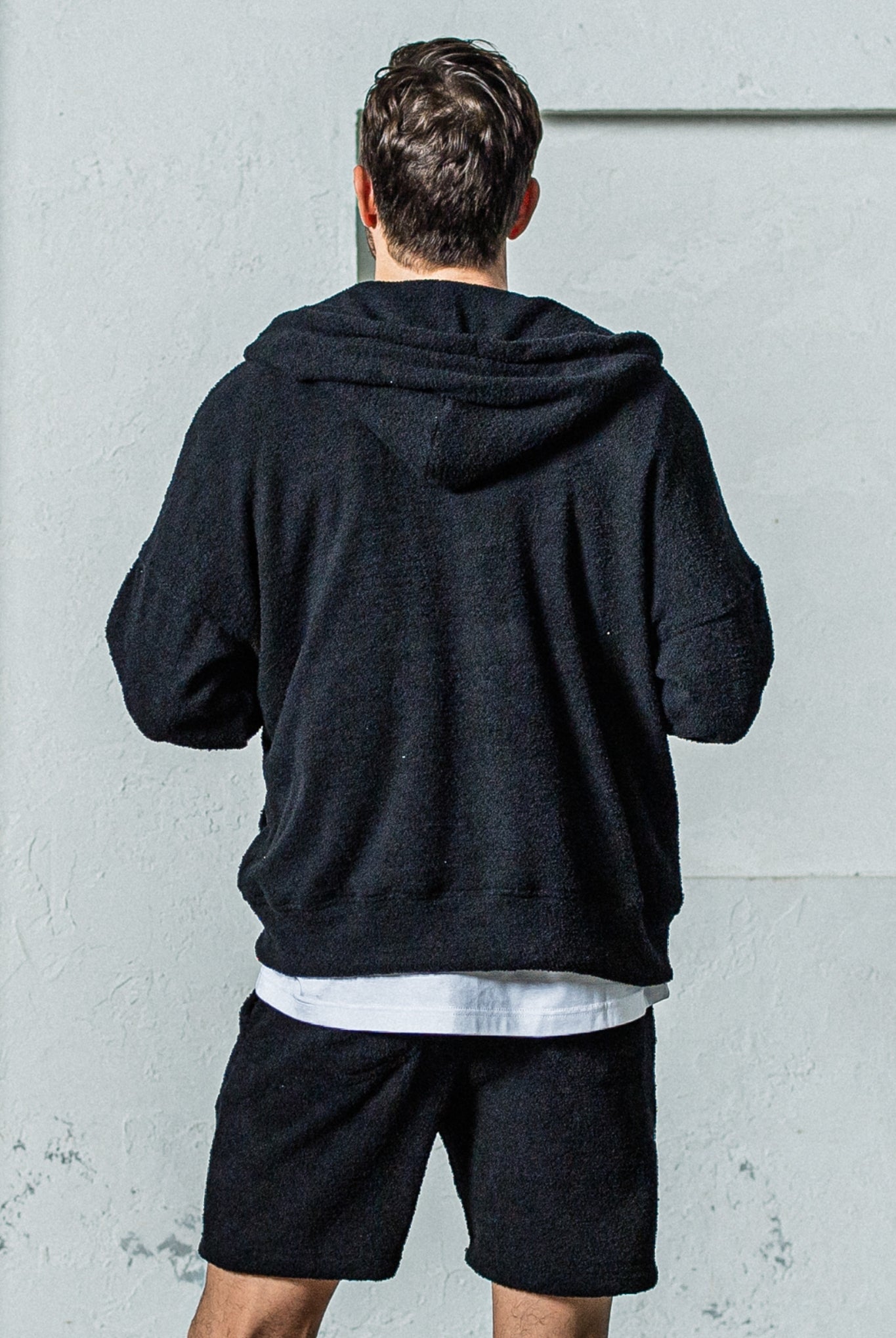 【ご予約受付中】MOLE YARN PILE zip loose hoodie RC35-C-005 ジップアップパーカー パイル素材 セットアップ / BLACK [全3色]