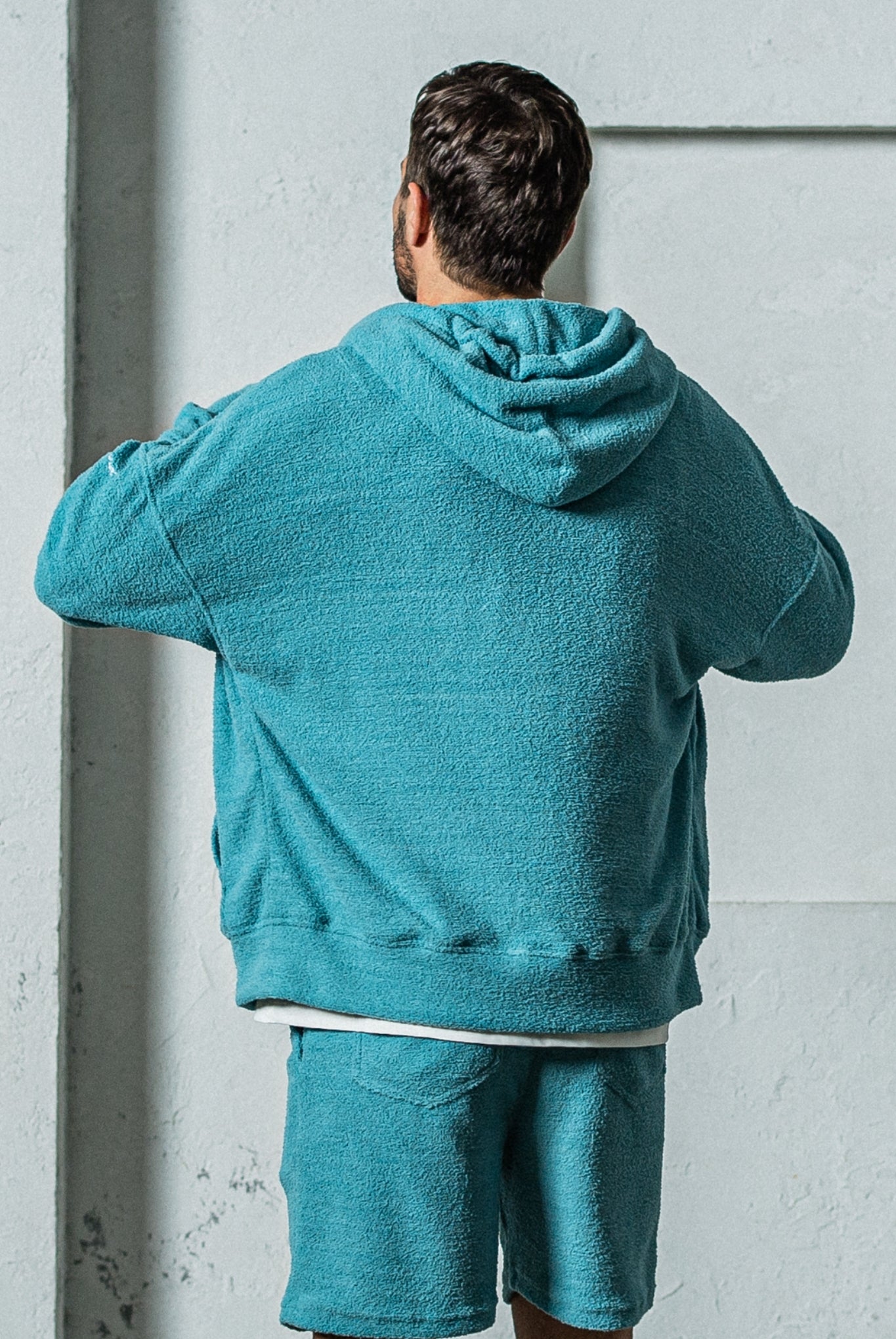 【ご予約受付中】MOLE YARN PILE zip loose hoodie RC35-C-005 ジップアップパーカー パイル素材 セットアップ / BLUEGREEN [全3色]