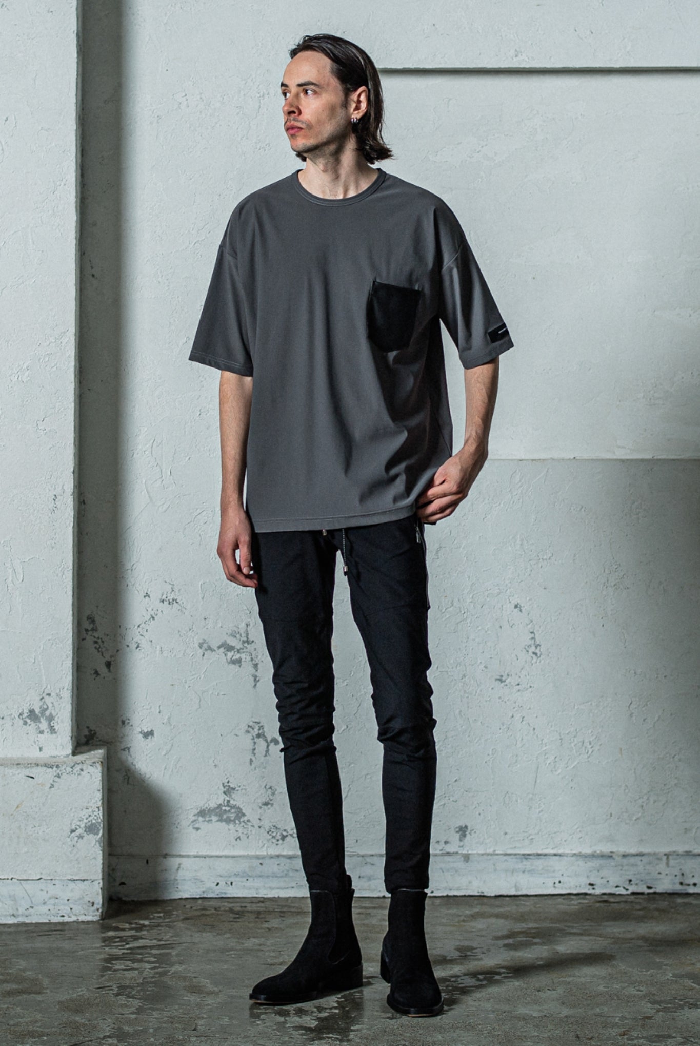 【ご予約受付中】leather pocket overnylon T RC35-T-005 Tシャツ しなやかな手触り ストレッチ 速乾 / GREY [全3色]