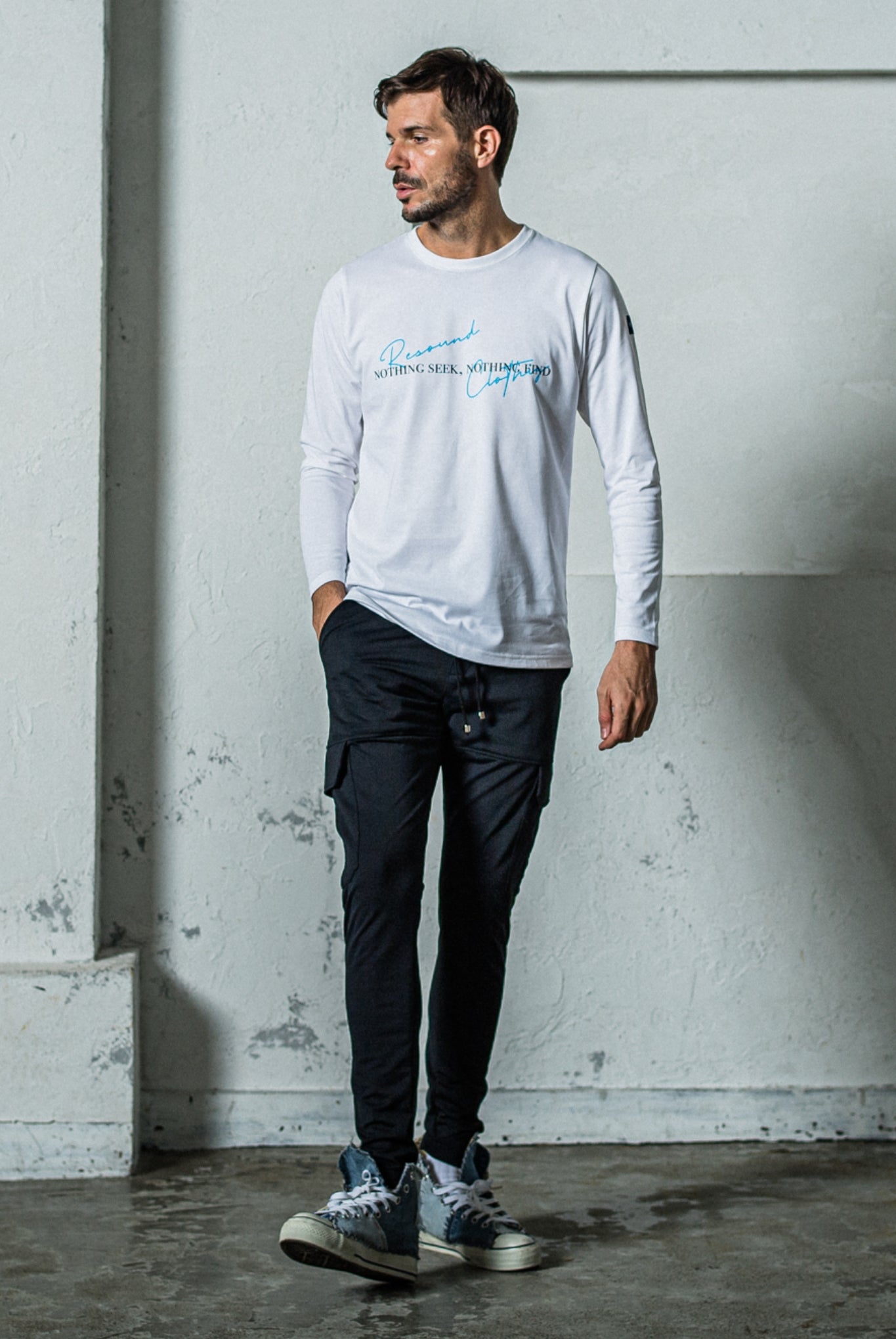 NSNF longsleave Tee RC35-T-009 ロンT 光沢感 コットン100% 蒸れにくい / WHITE [全2色]