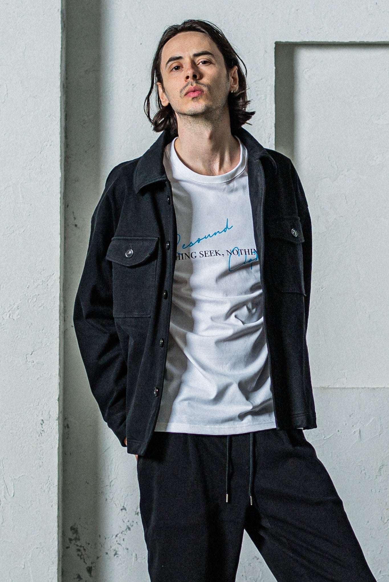 NSNF longsleave Tee RC35-T-009 ロンT 光沢感 コットン100% 蒸れにくい / WHITE [全2色]